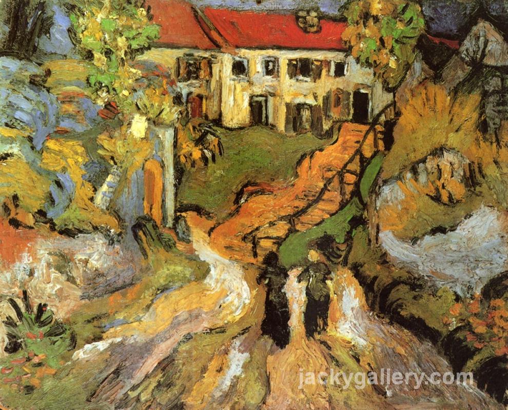 Village Street and Steps in Auvers with Two Figures, Van Gogh painting